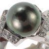 Bague en argent, perle de Tahiti, oxyde de zirconium – Image 2