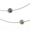 Câble en argent semi-rigide avec 1 perle ronde de Tahiti – Image 2