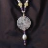 Collier en quartz rose, pierres de couleur et perles blanches – Image 2