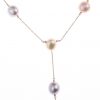 Collier en forme de « Y » sur chaîne or rose avec 9 perles roses d’eau-douce – Image 2