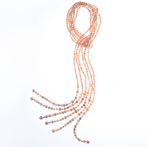 Echarpe 6 rangs en perles roses d’eau-douce