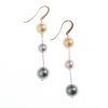 Parure constituée d’un lasso de perles en perles des Mers du Sud, Tahiti et d’eau-douce, et ses boucles d’oreilles montées sur or rose 18 carats – Image 2