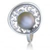 Bague en or blanc, perle de Tahiti et 3 diamants – Image 2