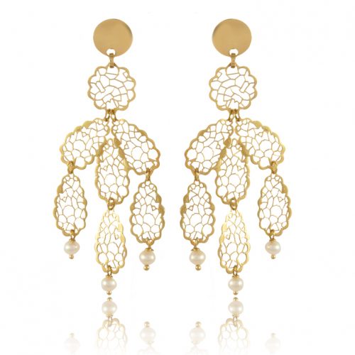 Boucles d'oreilles en or jaune et perles eau-douce