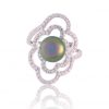 Bague fleur en argent avec perle de Tahiti sertie d'oxydes de zirconium – Image 2