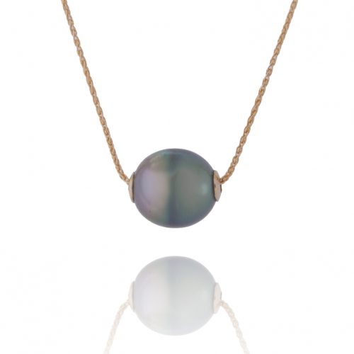 Collier or jaune et perle de Tahiti