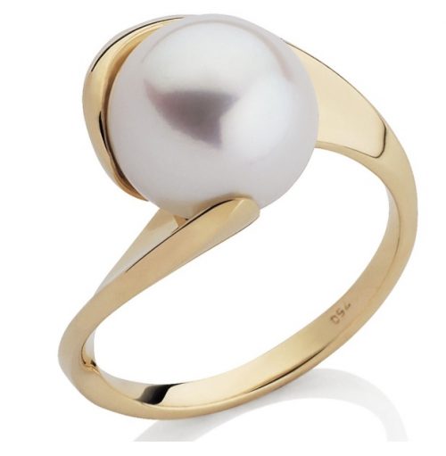 Bague en or jaune et perle de culture d'eau-douce