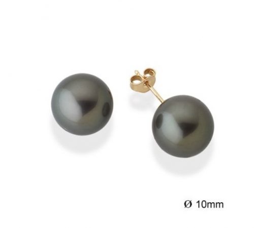Boucles d'oreilles clous or jaune et perles de Tahiti