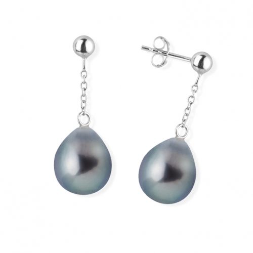 Boucles d'oreilles en or blanc et perles de Tahiti