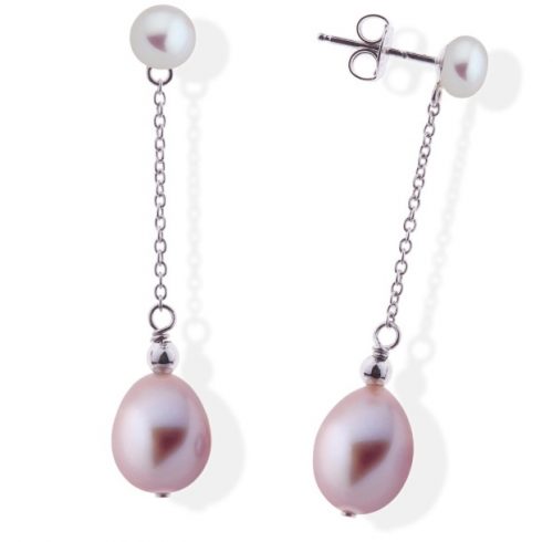 Boucles d'oreilles pendantes en argent  et perles d'eau-douce