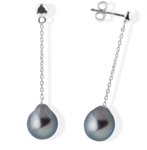 Boucles d'oreilles en argent et perles de Tahiti