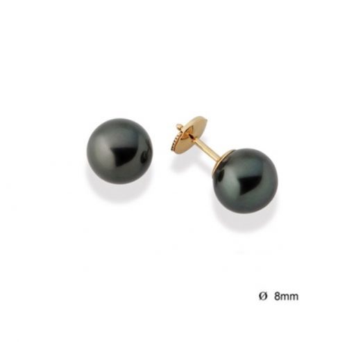 Boucles d'oreilles en or jaune et perles de Tahiti