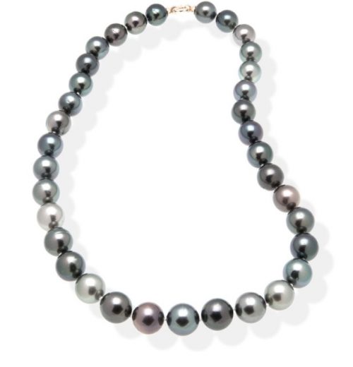 Collier en perles de Tahiti, fermoir en or jaune